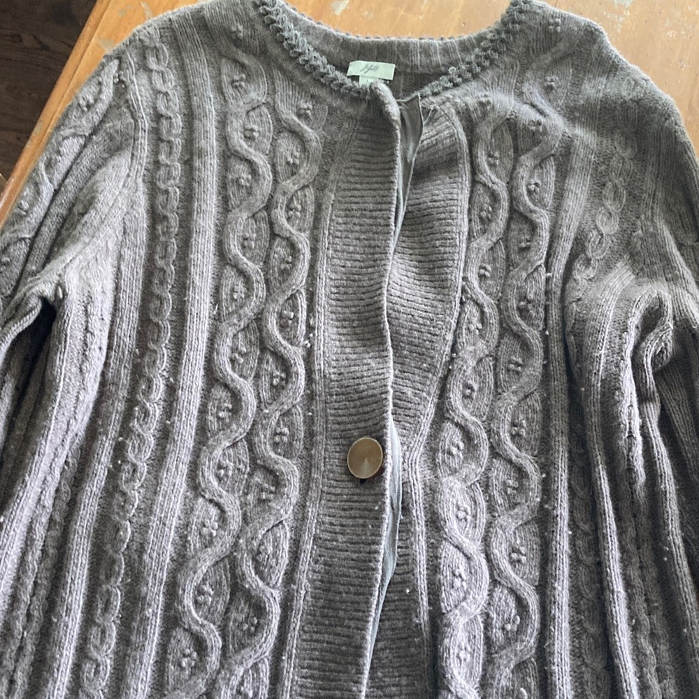 J. Jill Brown Cable Knit Cardigan